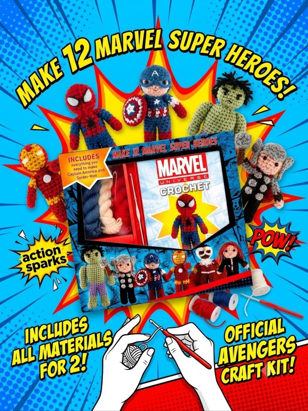 NIB Marvel Universe Crochet Kit Craft Set Spider-Man Captain America Amigurumi